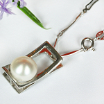 Perlenkette, Halskette Süßwasserperlen, 925er Silber, 4157